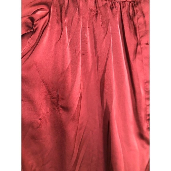 Adam Lippes Charmeuse Dress Ruffle Neck Burgundy 2 - Picture 10 of 13